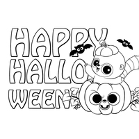 Desenho de Feliz Halloween com Yoohoo para colorir