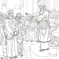 Desenho de Jesus diane de Caifás no juízo para colorir