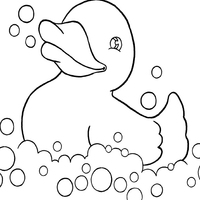 Desenho de Pato de borracha na banheira para colorir