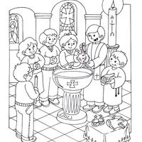 Desenho de Pila do batismo para colorir