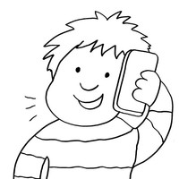 Desenho de Menino falando pelo celular para colorir