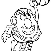 Desenho de Sr Cabeça de Batata jogando basquete para colorir