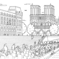 Desenho de Monumentos de Paris para colorir