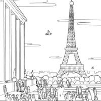 Desenho de Tour Eiffel de Paris para colorir