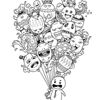 Desenho de Doodle Invasion balões de soprar para colorir