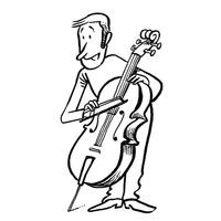 Desenho de Músico e violoncelo na orquestra para colorir