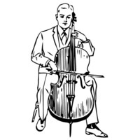 Desenho de Músico tocando violoncelo para colorir