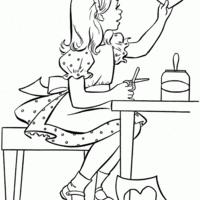 Desenho de Menina cortando coração para colorir