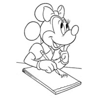Desenho de Minnie escrevendo cartinha para colorir