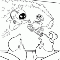 Desenho de Wall-e e EVA juntos para colorir