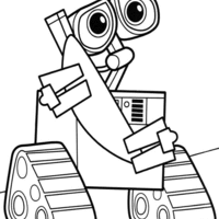 Desenho de Wall-e segurando objeto para colorir