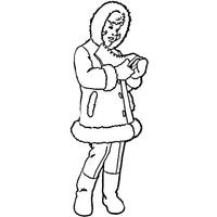 Desenho de Roupa de frio de mulher para colorir