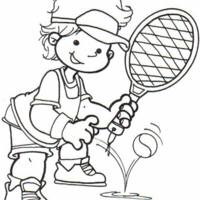Desenho de Menininho jogando tênis para colorir