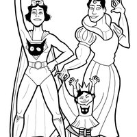 Desenho de Super-heróis vestidos de princesas para colorir