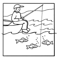 Desenho de Homem na lancha pescando para colorir