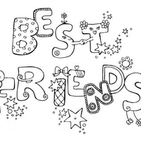 Desenho de Melhores amigos em inglês para colorir