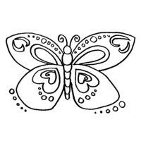 Desenho de Corações nas asas da borboleta para colorir