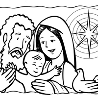 Desenho de Sagrada Família cristã para colorir