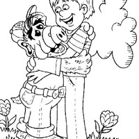 Desenho de Alf e Bryan se abraçando para colorir