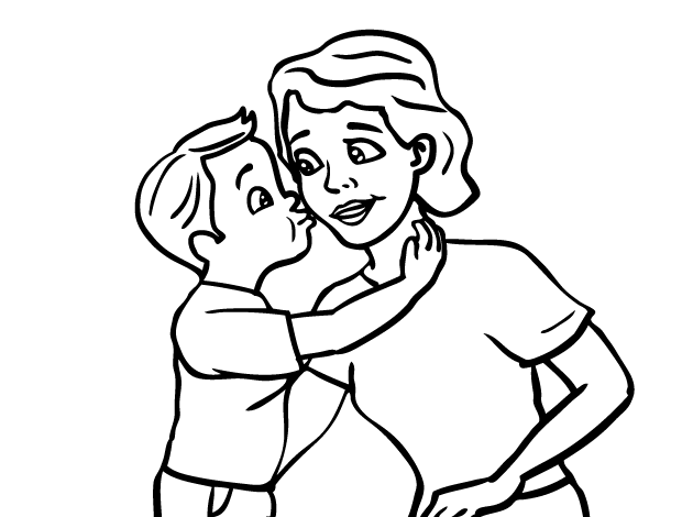 Madre E Hijo Dandose Un Abrazo En Dibujo Animado