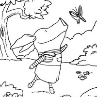 Desenho de Pig Olivia e borboleta para colorir