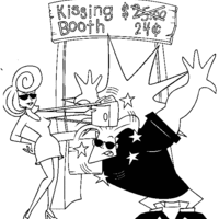 Desenho de Mulher brigando com Johnny Bravo para colorir