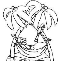 Desenho de Rede pendurada ao coqueiro para colorir