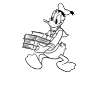 Desenho de Donald carregando livros para colorir