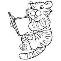 Desenho de Tigre lendo para colorir