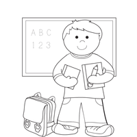 Desenho de Aluno na sala de aula para colorir