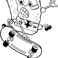Desenho de Bob Esponja andando de skate para colorir