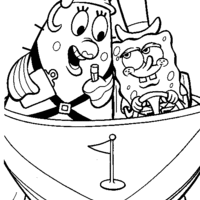 Desenho de Bob Esponja e Senhora Puff para colorir