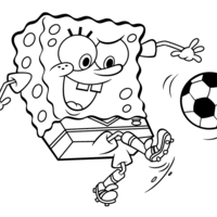 Desenho de Bob Esponja jogando futebol para colorir