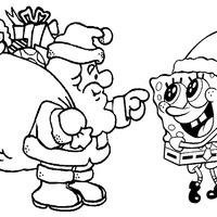 Desenho de Papai Noel e Bob Esponja para colorir