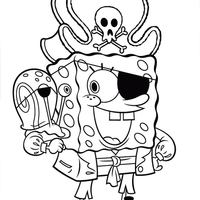 Desenho de Pirata Bob Esponja e Gary para colorir