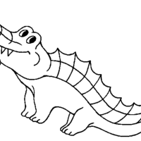 Desenho de Crocodilo e trevo de quatro folhas para colorir