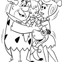 Desenho de Fred, Wilma e Pedrita para colorir