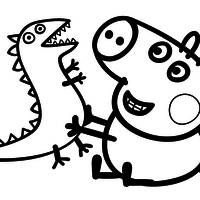 Desenho de George Pig e o dinossauro para colorir