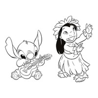 Desenho de Lilo e Stitch dançando ula ula para colorir