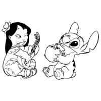 Desenho de Lilo e Stitch se divertindo juntos para colorir