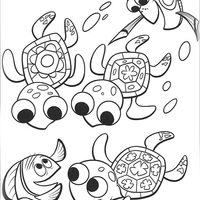 Desenho de Tartaruguinhas e Nemo para colorir