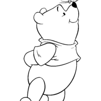 Desenho de Pooh e borboletinha para colorir