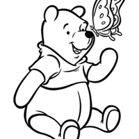Desenho de Winnie the Pooh e a borboleta para colorir