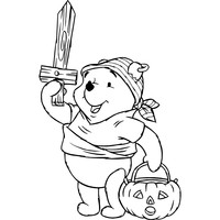 Desenho de Winnie the Pooh, pirata no Halloween para colorir