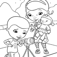 Desenho de Doutora Brinquedos e Donny para colorir