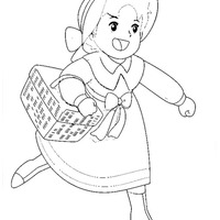Desenho de Heidi correndo pelos prados para colorir