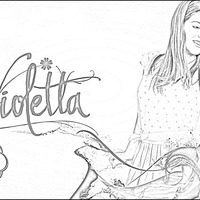 Desenho de Violetta sentada para colorir
