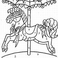 Desenho de Cavalo no carrossel para colorir