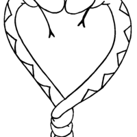 Desenho de Coração com cobras para colorir