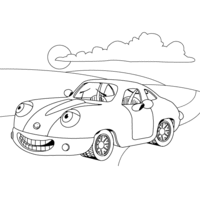Desenho de Carro pela estrada para colorir